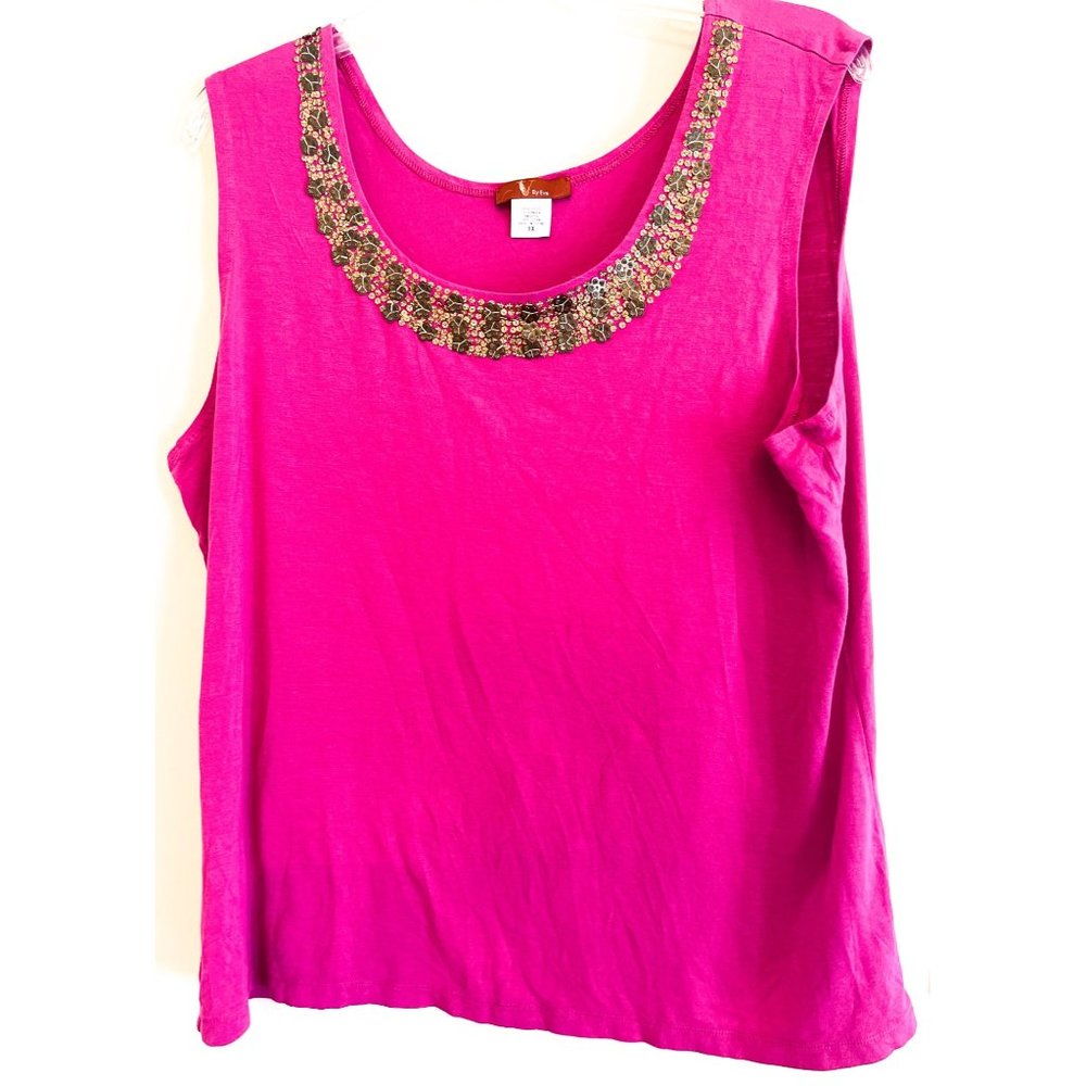 Woman's Fuchsia Dress Tank coppered metal Floral Collar By Eva1X